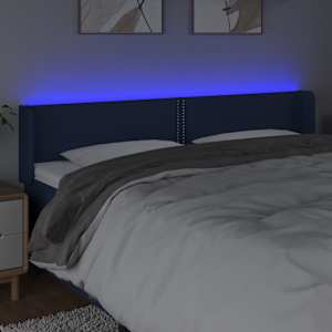 Čelo postele s LED modré 183 x 16 x 78/88 cm textil - obrázek 4