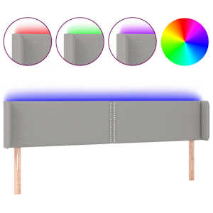 Čelo postele s LED světle šedé 203 x 16 x 78/88 cm textil - obrázek 2