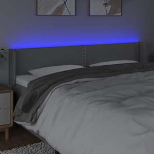 Čelo postele s LED světle šedé 203 x 16 x 78/88 cm textil - obrázek 4