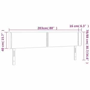 Čelo postele s LED světle šedé 203 x 16 x 78/88 cm textil - obrázek 6