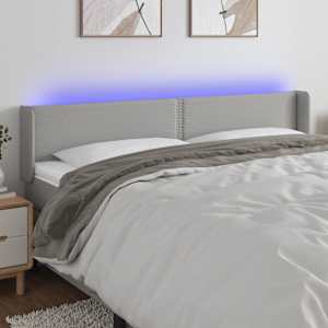 Čelo postele s LED světle šedé 203 x 16 x 78/88 cm textil - obrázek 1