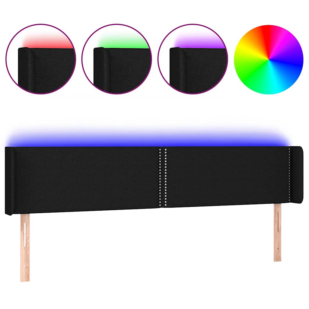vidaXL Hoofdbord LED 203x16x78/88 cm stof zwart, foto 3