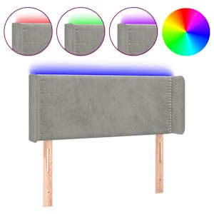 Čelo postele s LED světle šedé 83 x 16 x 78/88 cm samet - obrázek 2