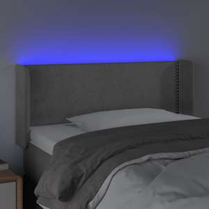 Čelo postele s LED světle šedé 83 x 16 x 78/88 cm samet - obrázek 4