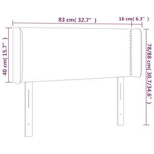 Čelo postele s LED světle šedé 83 x 16 x 78/88 cm samet - obrázek 6