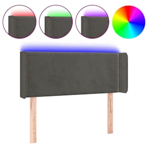Čelo postele s LED tmavě šedé 83 x 16 x 78/88 cm samet - obrázek 2