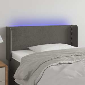 Čelo postele s LED tmavě šedé 83 x 16 x 78/88 cm samet - obrázek 1
