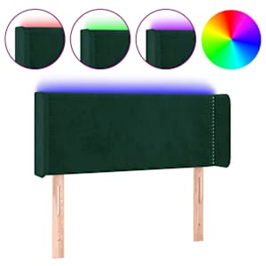 Čelo postele s LED tmavě zelené 83 x 16 x 78/88 cm samet - obrázek 2