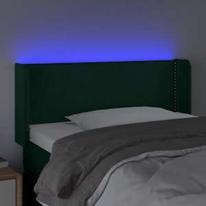 Čelo postele s LED tmavě zelené 83 x 16 x 78/88 cm samet - obrázek 4