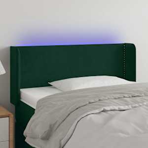 Čelo postele s LED tmavě zelené 83 x 16 x 78/88 cm samet - obrázek 1