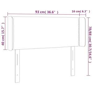 Čelo postele s LED světle šedé 93 x 16 x 78/88 cm samet - obrázek 6