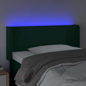 Čelo postele s LED tmavě zelené 93 x 16 x 78/88 cm samet - obrázek 4