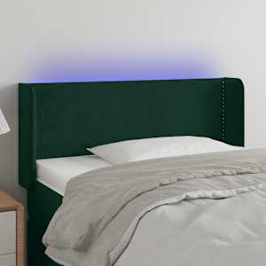 Čelo postele s LED tmavě zelené 93 x 16 x 78/88 cm samet - obrázek 1