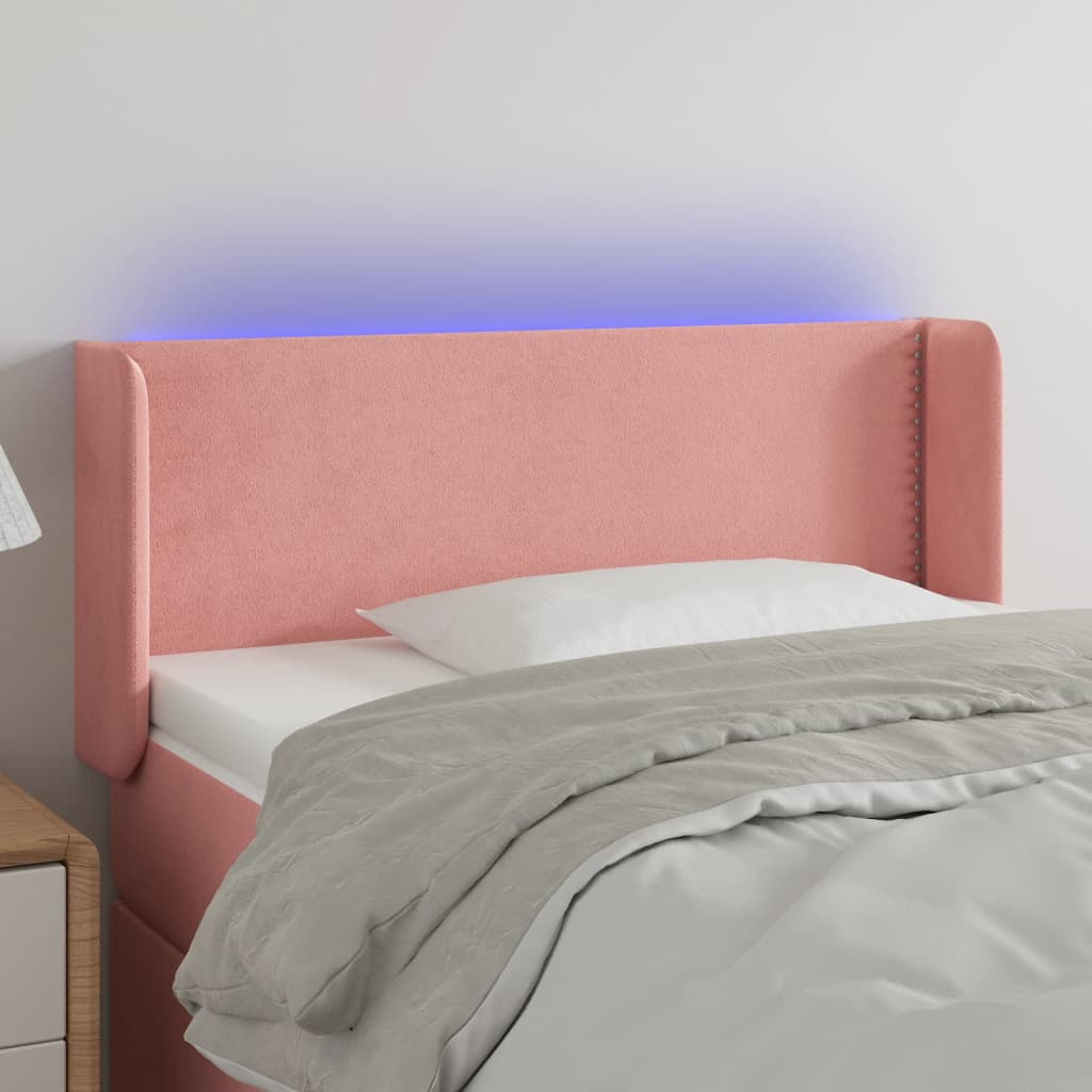 vidaXL Tête de lit à LED Rose 93x16x78/88 cm Velours