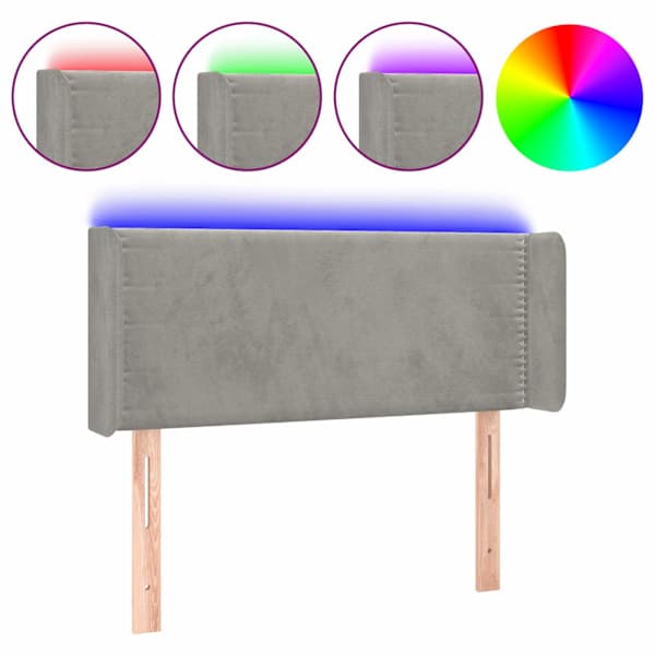 vidaXL LED-voodipeats, helehall, 103x16x78/88 cm, samet