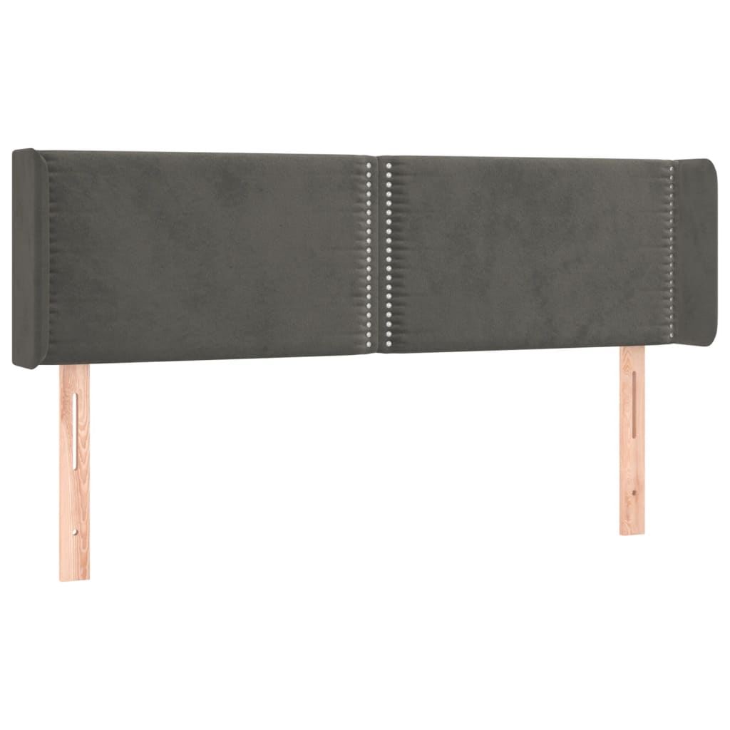 vidaXL Hoofdbord LED 147x16x78/88 cm fluweel donkergrijs afbeelding