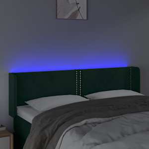 Čelo postele s LED tmavě zelené 147 x 16 x 78/88 cm samet - obrázek 4