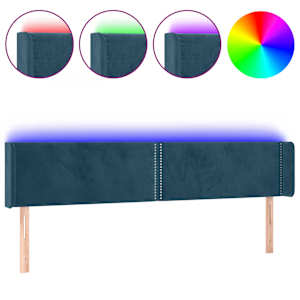 Čelo postele s LED tmavě modré 163 x 16 x 78/88 cm samet - obrázek 2