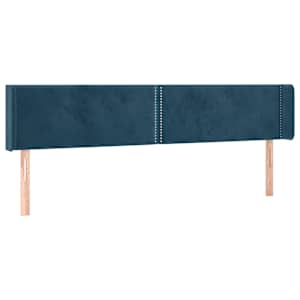 Čelo postele s LED tmavě modré 163 x 16 x 78/88 cm samet - obrázek 3