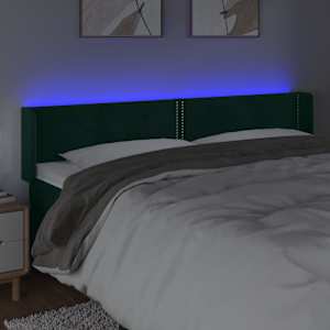 Čelo postele s LED tmavě zelené 183 x 16 x 78/88 cm samet - obrázek 4