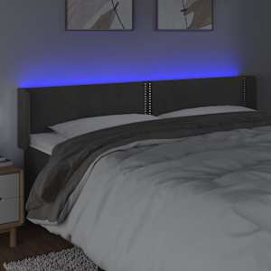 Čelo postele s LED tmavě šedé 203 x 16 x 78/88 cm samet - obrázek 4