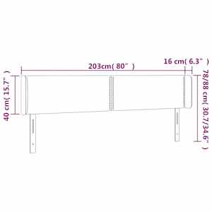 Čelo postele s LED tmavě šedé 203 x 16 x 78/88 cm samet - obrázek 6