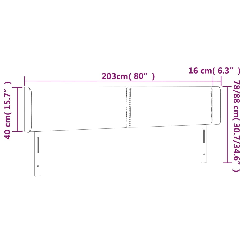 sötétzöld bársony LED-es fejtámla 203 x 16 x 78/88 cm