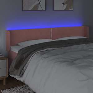 Čelo postele s LED růžové 203 x 16 x 78/88 cm samet - obrázek 4