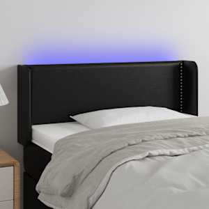 Čelo postele s LED černé 83 x 16 x 78/88 cm umělá kůže - obrázek 1