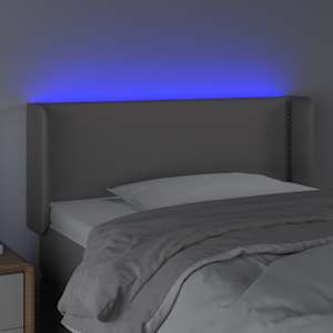 Čelo postele s LED šedé 83 x 16 x 78/88 cm umělá kůže - obrázek 4