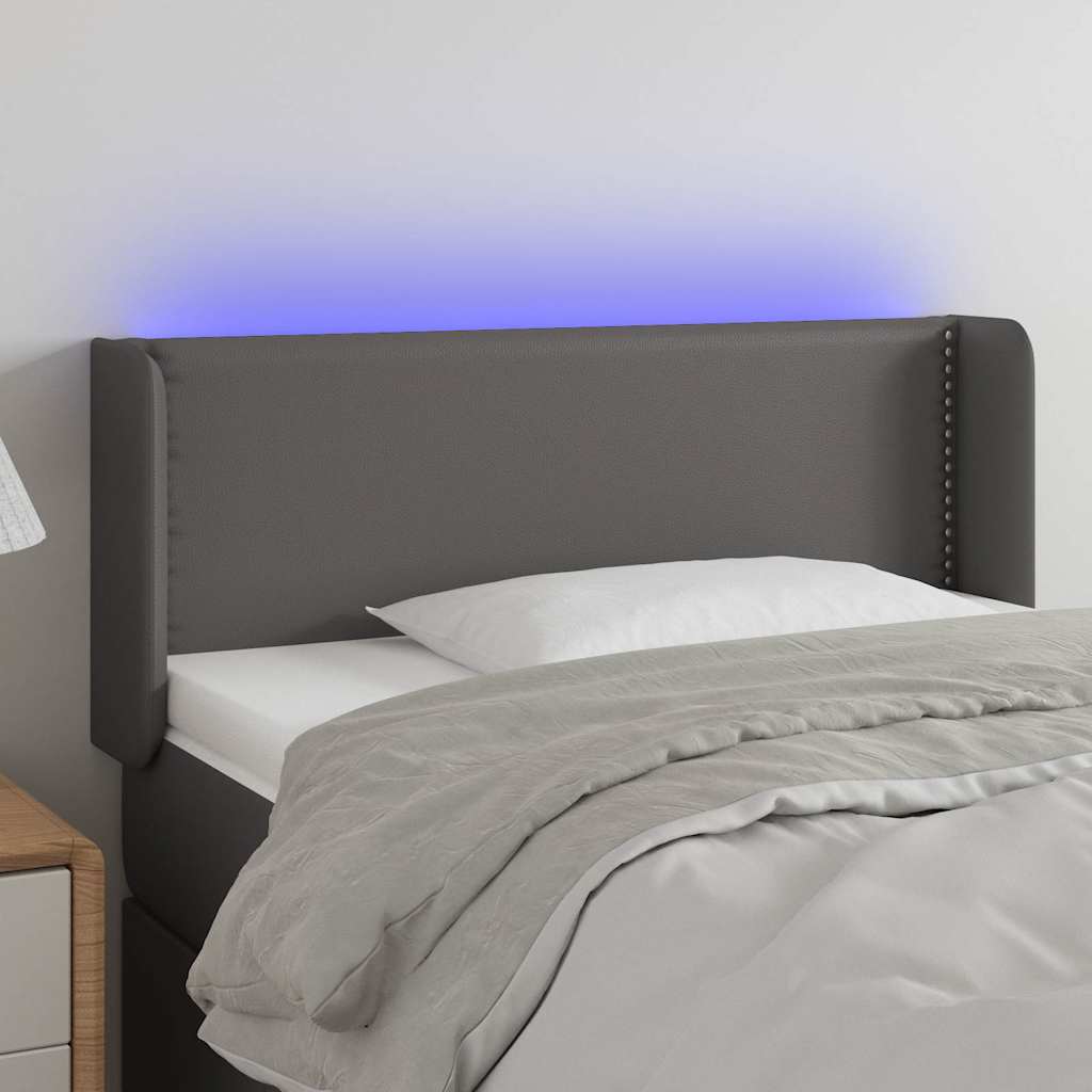 vidaXL Hoofdbord LED 83x16x78/88 cm kunstleer grijs3123172