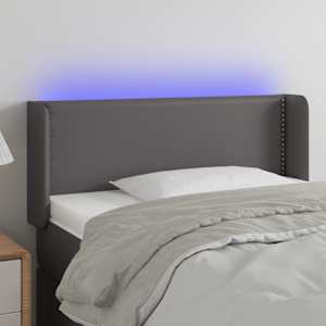 Čelo postele s LED šedé 83 x 16 x 78/88 cm umělá kůže - obrázek 1