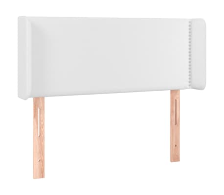 vidaXL Tăblie de pat cu LED, alb, 93x16x78/88 cm, piele ecologică