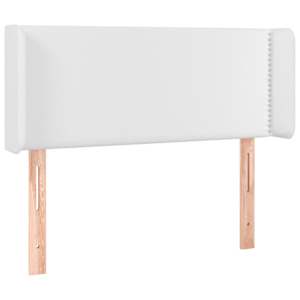 vidaXL Tăblie de pat cu LED, alb, 93x16x78/88 cm, piele ecologică