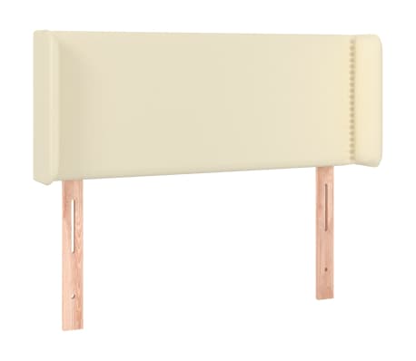 vidaXL LED Höfðagafl Rjómahvítt 103x16x78/88 cm Leðurlíki