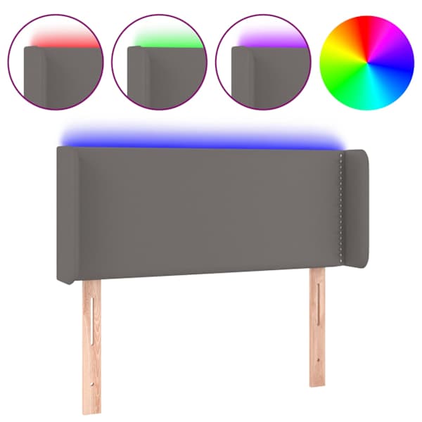 vidaXL LED-voodipeats, hall, 103x16x78/88 cm, kunstnahk