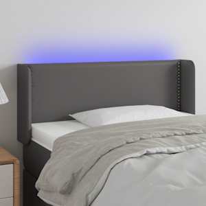 Čelo postele s LED šedé 103 x 16 x 78/88 cm umělá kůže - obrázek 1