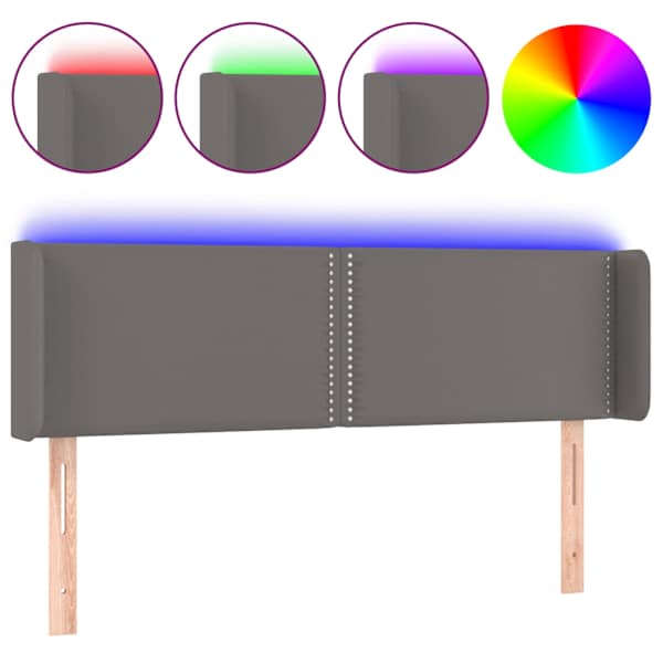 vidaXL LED-voodipeats, hall, 147x16x78/88 cm, kunstnahk