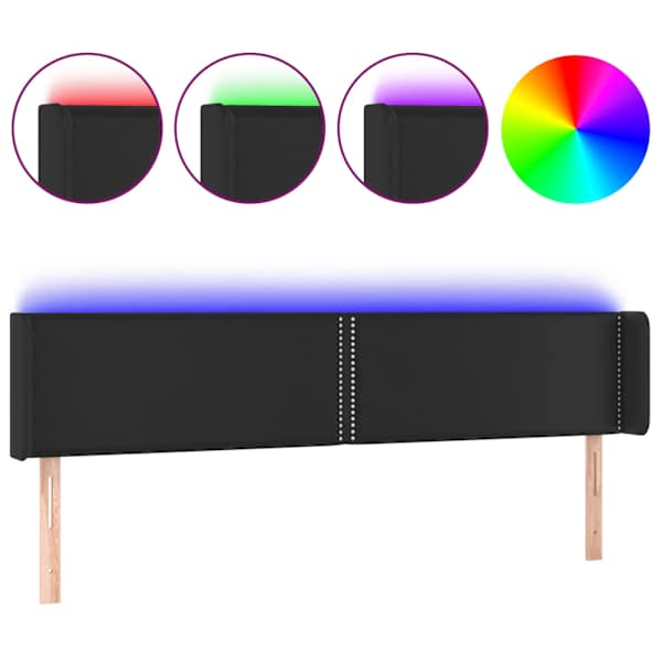 vidaXL LED-voodipeats, must, 183x16x78/88 cm, kunstnahk