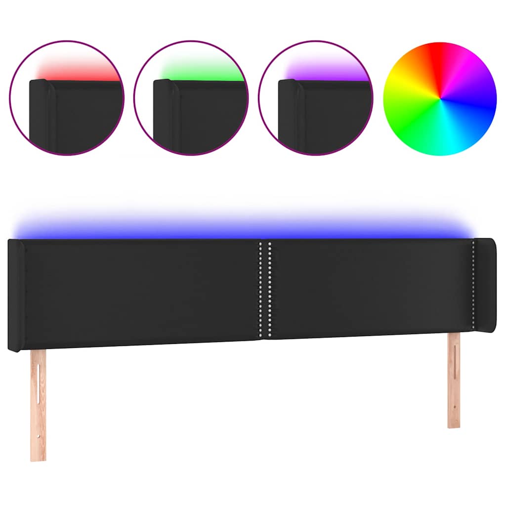 vidaXL Hoofdbord LED 183x16x78/88 cm kunstleer zwart, foto 3
