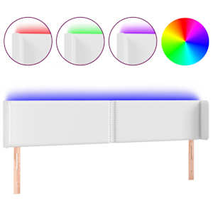Čelo postele s LED bílé 183 x 16 x 78/88 cm umělá kůže - obrázek 2