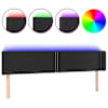 vidaXL LED-voodipeats, must, 203x16x78/88 cm, kunstnahk