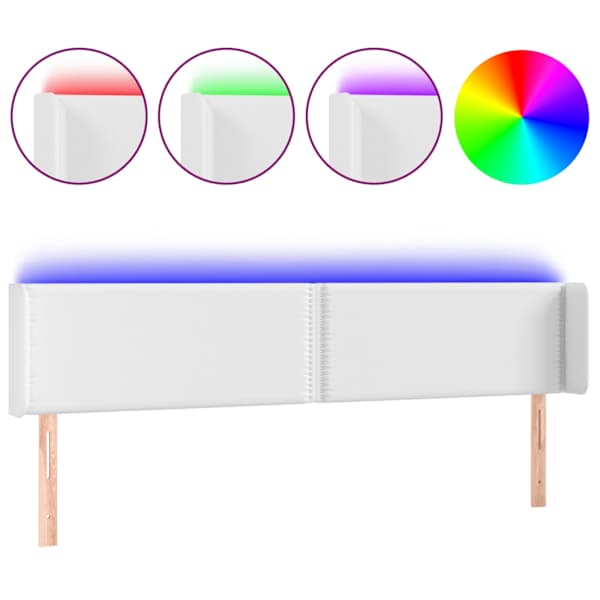 vidaXL LED-voodipeats, valge, 203x16x78/88 cm, kunstnahk
