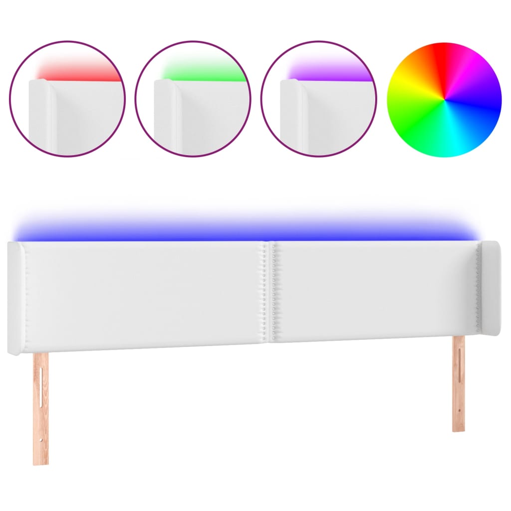 vidaXL ÄŚelo postele s LED bĂ­lĂ© 203 x 16 x 78/88 cm umÄ›lĂˇ kĹŻĹľe