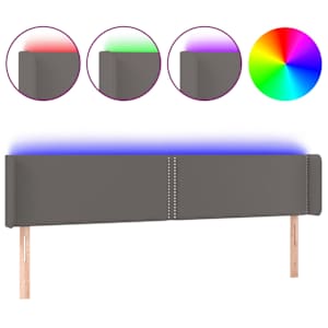 vidaXL LED-voodipeats, hall, 203x16x78/88 cm, kunstnahk