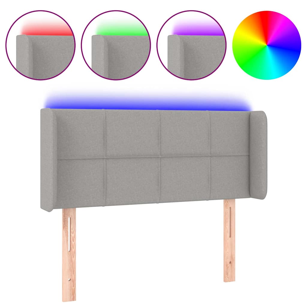vidaXL Tăblie de pat cu LED, gri deschis, 83x16x78/88 cm, textil