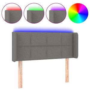 Čelo postele s LED tmavě šedé 83 x 16 x 78/88 cm textil - obrázek 2