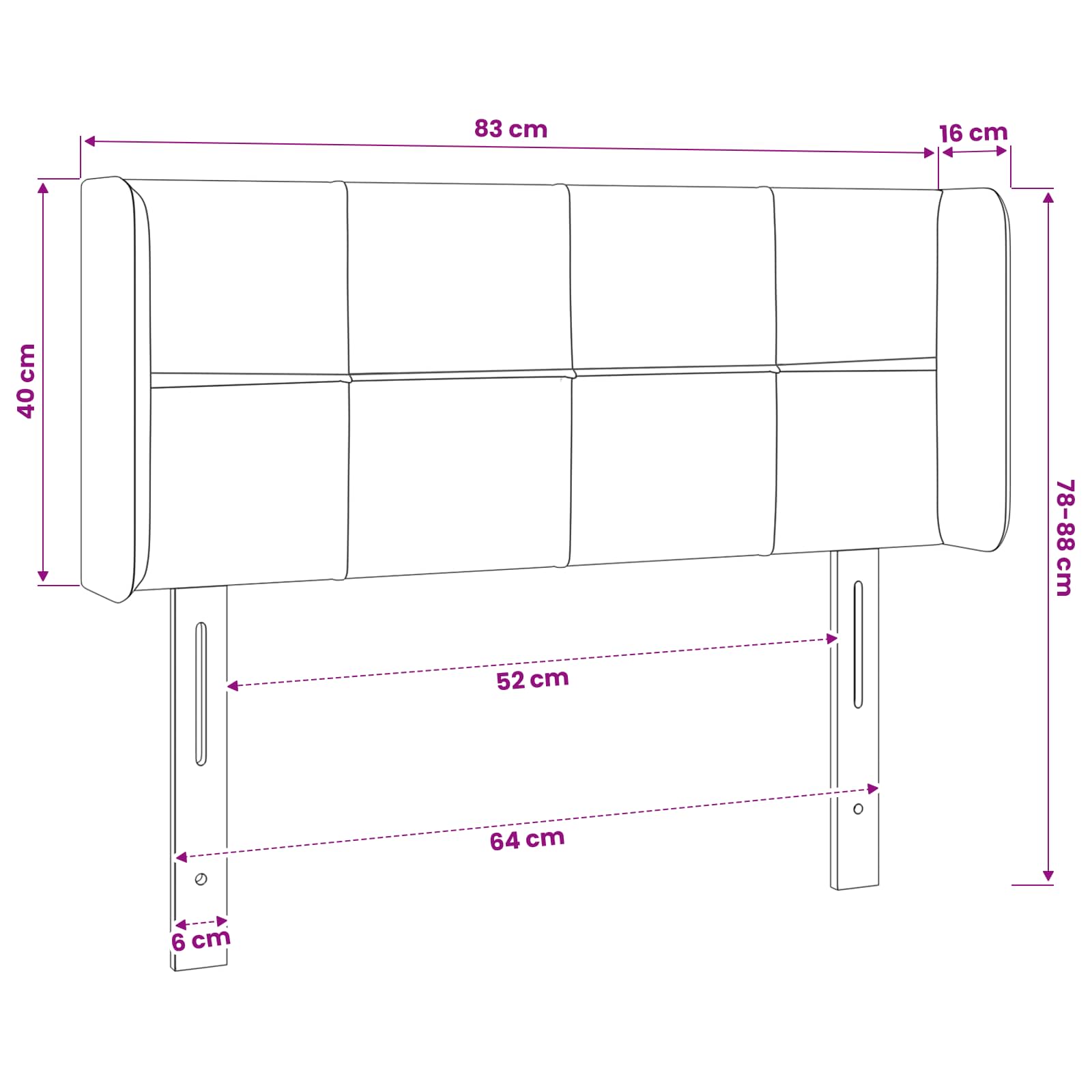 vidaXL LED Kopfteil Schwarz 83x16x78/88 cm Stoff – Bild 6
