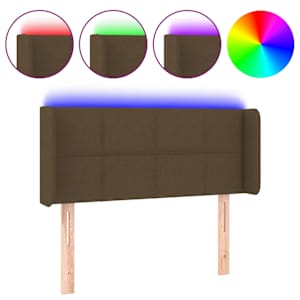 Čelo postele s LED tmavě hnědé 83 x 16 x 78/88 cm textil - obrázek 2