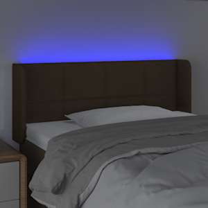 Čelo postele s LED tmavě hnědé 83 x 16 x 78/88 cm textil - obrázek 4